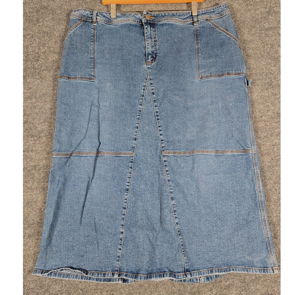 Y2K Venezia Womens Size 24 Denim Maxi Skirt Blue‎ A-line Pockets Button Fly